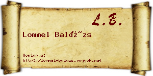 Lommel Balázs névjegykártya